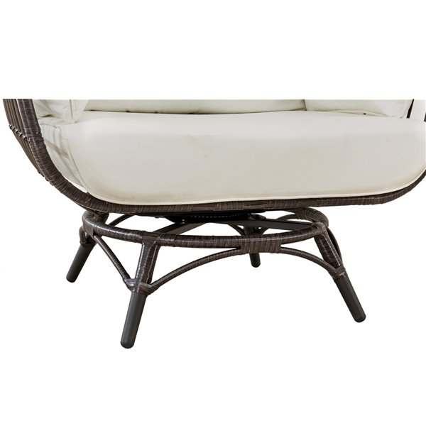Sunjoy Pearl Swivel Patio Egg Chair with Removable Cushions Steel Dark Brown A207000700