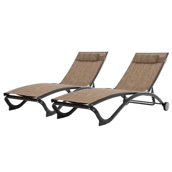 Vivere Glendale Reclining Lounge Chair - Black/Brown - Set of 2