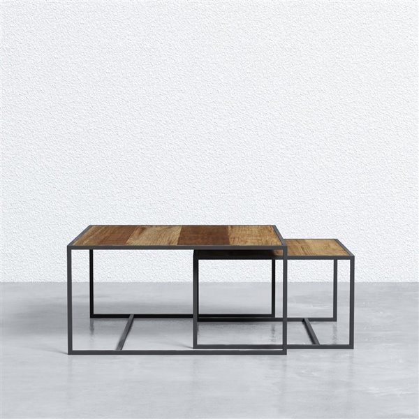 URBAN WOODCRAFT Square Nesting Tray Tables 2 Pieces Metal RénoDépôt