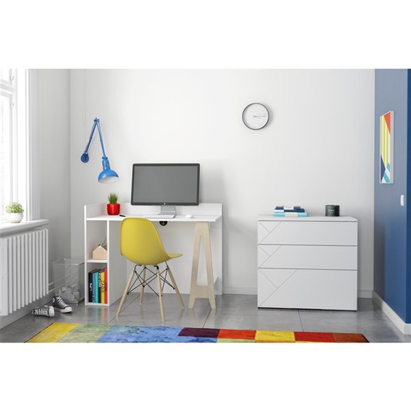 Nexera Atypik 2-Piece Contemporary Plywood Home Office Set - White