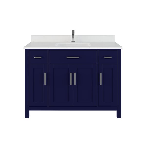 Spa Bathe Kate Single Sink Bathroom Vanity With White Top 48 In Navy Blue Ka48nb Reno Depot