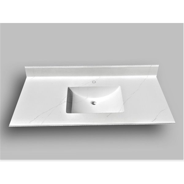 The Marble Factory Carrara Marble Engineered Vanity Top - Rectangular Sink - 49-in x 22-in - White