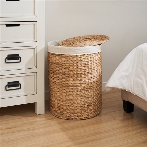 Vintiquewise Willow Laundry Hamper Basket with Liner and Side Handles  QI003689 - The Home Depot