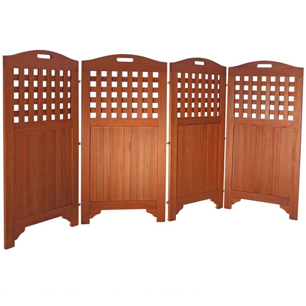 Vifah Malibu Outdoor Privacy Screen with 4 Panels - Wood - Brown - 46-in