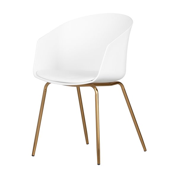 Chaise avec base en métal Flam de South Shore Furniture, blanc et doré