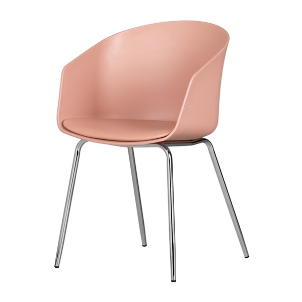 Chaise avec base en métal Flam de South Shore Furniture, rose et argent