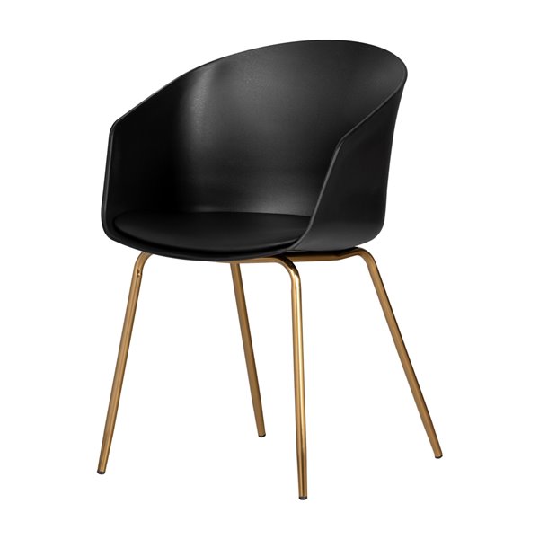 Chaise avec base en métal Flam de South Shore Furniture, noir et doré