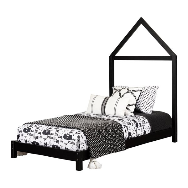 South S Sweedi Twin Bed With House, Black Wood Twin Bed Frame With Headboard