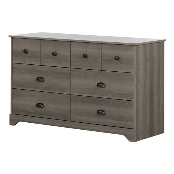 Drawer Double Dresser Gray Maple, Dark Gray Double Dresser