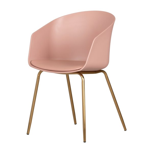 Chaise avec base en métal Flam de South Shore Furniture, rose et doré