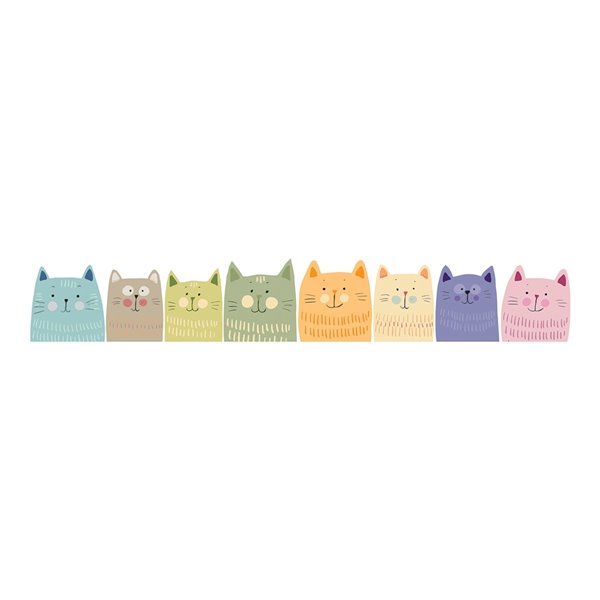 Mulitcolor Cats Wall Decals Set of 8