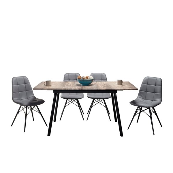 Table de salle à manger rectangulaire avec rallonge Algarve de HomeTrend, bois de placage, noir
