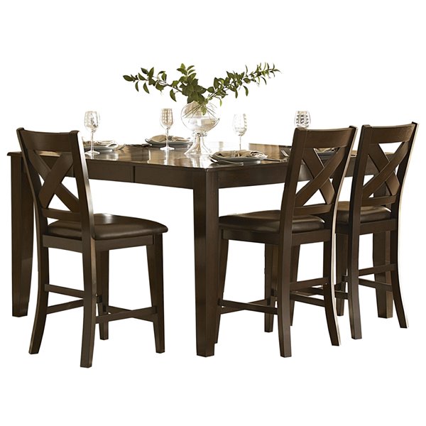 Table de salle à manger carrée avec rallonge Crown Point de HomeTrend, bois de placage, marron