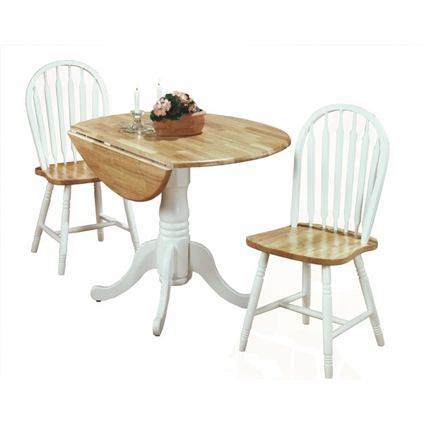 Table de salle à manger ronde avec rallonge Laurentian de HomeTrend, bois, blanc
