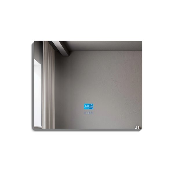 Miroir de salle de bain Phoenix à éclairage DEL de GEF avec fonctions bluetooth, anti-buée, 36 po, rectangulaire, argent