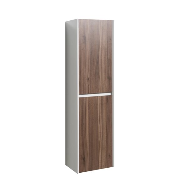 GEF Floy 11.75-in x 15.75-in x 59-in Wall-Mounted White and Walnut Linen Cabinet