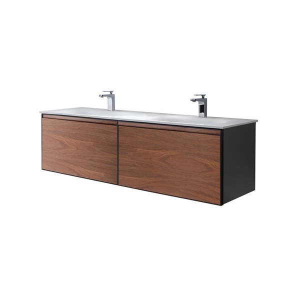 Gef Sage 60 In Double Sink Walnut, Modern Walnut Bathroom Vanity
