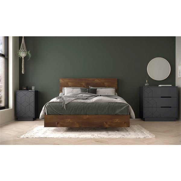 Nexera Midland Full-Size Bedroom Set - Truffle/Charcoal and Grey - 4-Piece
