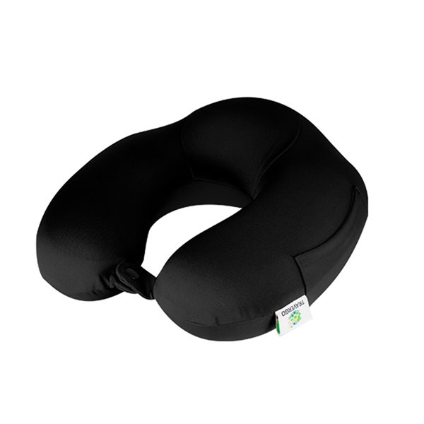 GoGreen Power Memory Foam Spandex Neck Pillow - 12-in W x 12-in L - Round - Black