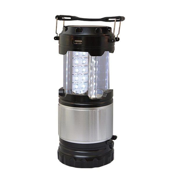 Lanterne de camping LED solaire et rechargeable de GoGreen Power,  300-Lumen, noir GG-113-30LSPOP