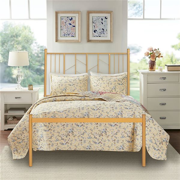 FurnitureR Miye Twin-Size Bed Frame - Gold 0400100015535 | Réno-Dépôt