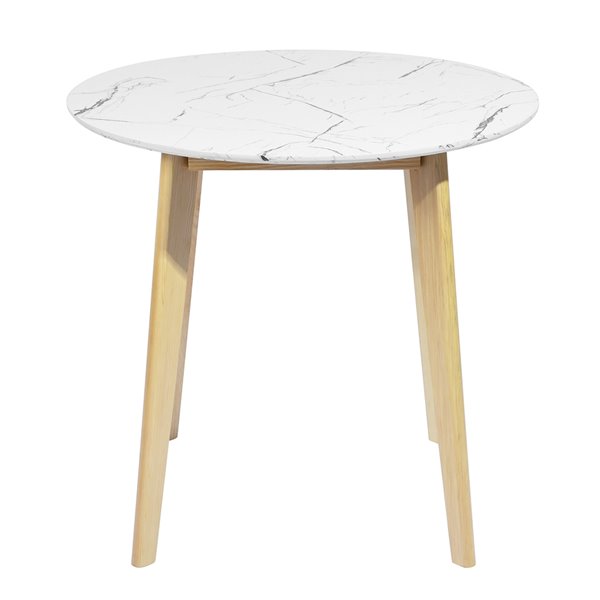 Homycasa Currency Composite/Natural Wood Round Dining Table - 31.5-in - White