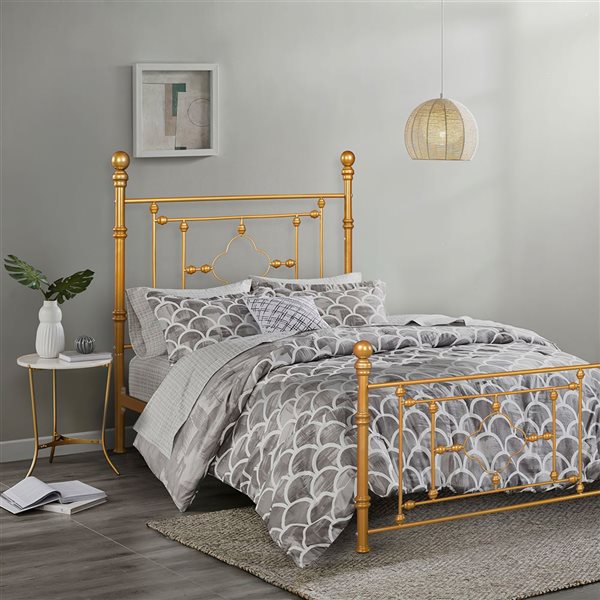 FurnitureR Rayjon TwinSize Bed Frame Gold 0400100015529 RénoDépôt