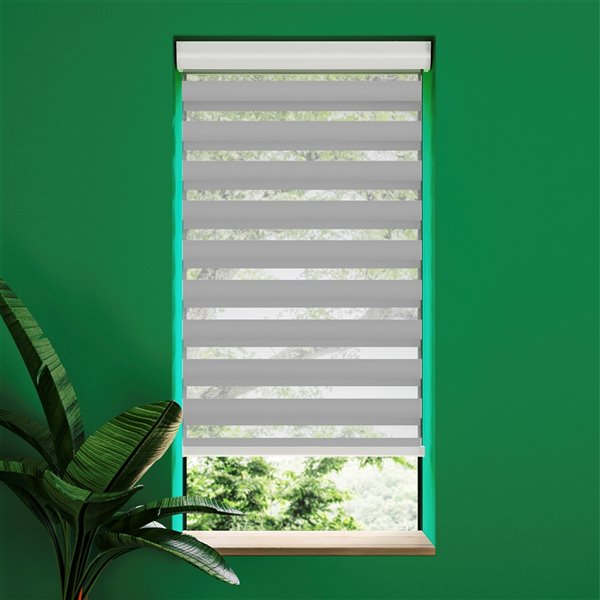 Avanat Gray Cordless 24-in x 72-in Zebra Roller Shade with 