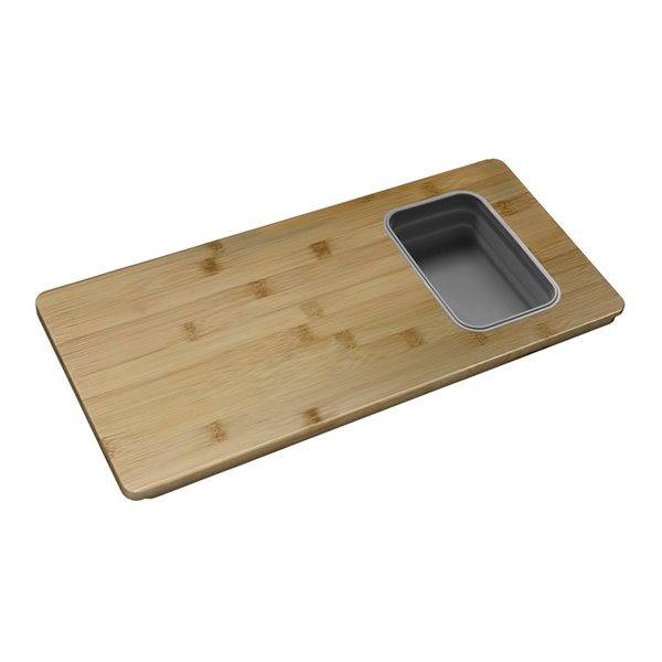Stylish Bamboo Over the Sink Cutting Board with 1 Collapsible Container - 18-in x 8.6-in