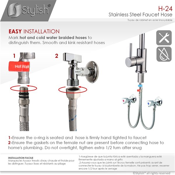 3 paires de raccords d'articulation de tuyau d'eau Connexion de tuyaux  Accessoire Robinet Robinet - Cdiscount Bricolage