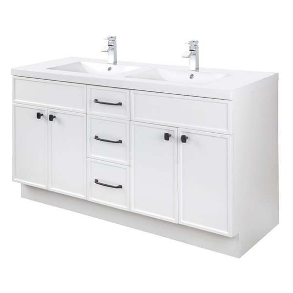 White Double Sink Bathroom Vanity, 60 Inch Double Sink Bathroom Vanity With Top