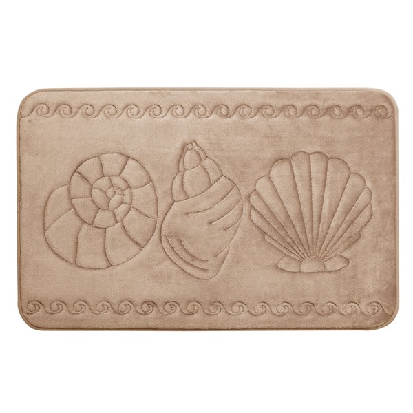 Swift Home Sea Shell 20-in x 32-in Taupe Polyester Memory Foam Bath Mat