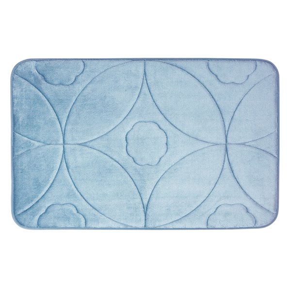 Swift Home Ogee 20-in x 32-in Blue Polyester Memory Foam Bath Mat
