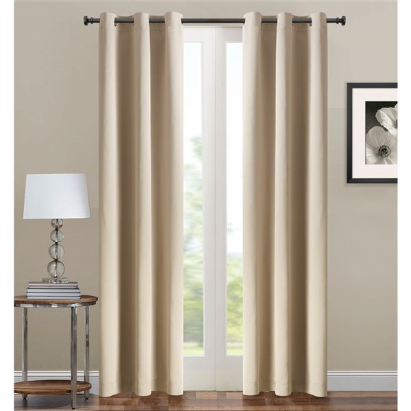 Swift Home 63-in Beige Polyester Blackout Interlined Single Curtain Panel