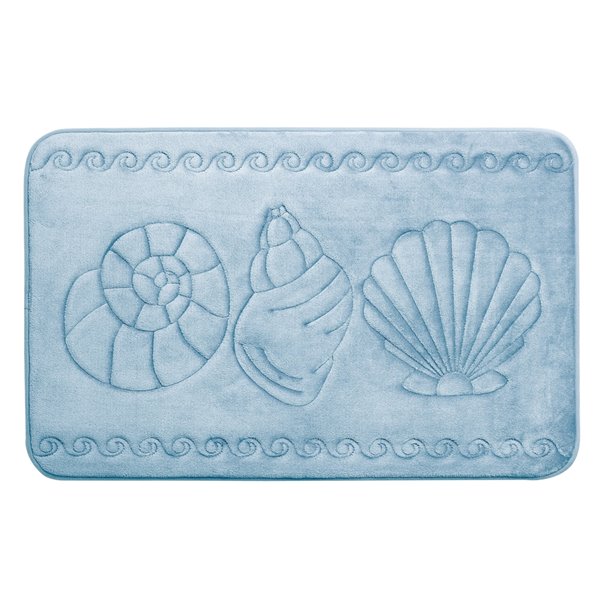 Swift Home Sea Shell 20-in x 32-in Blue Polyester Memory Foam Bath Mat