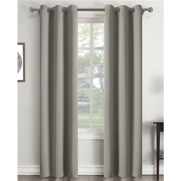 Panneau de rideau à oeillets assombrissant gris en polyester avec doublure entrelacée par Swift Home de 84 po