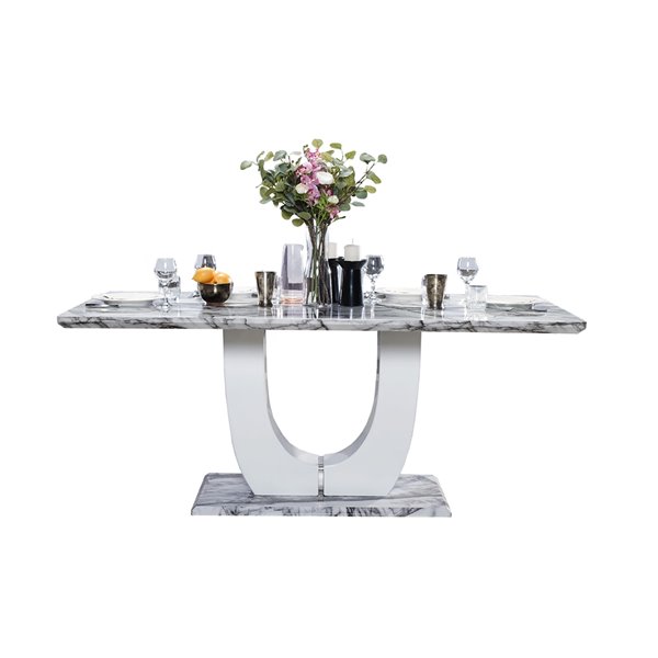 Table standard Felix (30 po h.) en marbre, rectangulaire, avec base en marbre blanc de HomeTrend