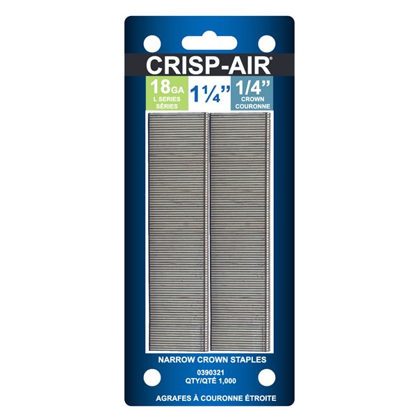 Crisp-Air 1-1/4-in Leg x 1/4-in Narrow Crown 18-Gauge Collated Finish Staples 1000/pk