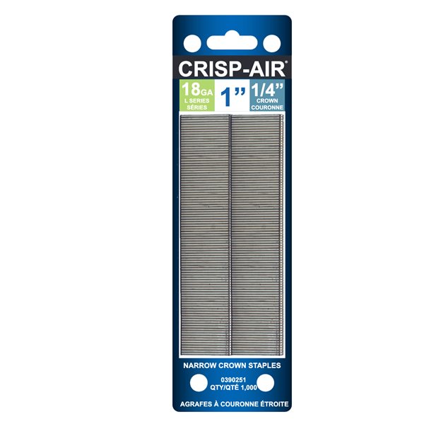 Crisp-Air 1-in Leg x 1/4-in Narrow Crown 18-Gauge Collated Finish Staples 1000/pk