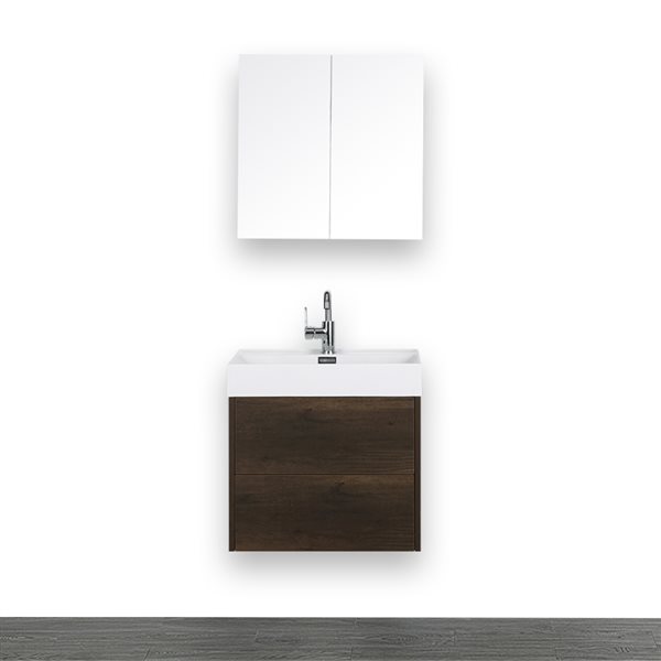 Streamline Brown 24 In Single Sink Bathroom Vanity With Glossy White   330787782 MainImage 001 L 