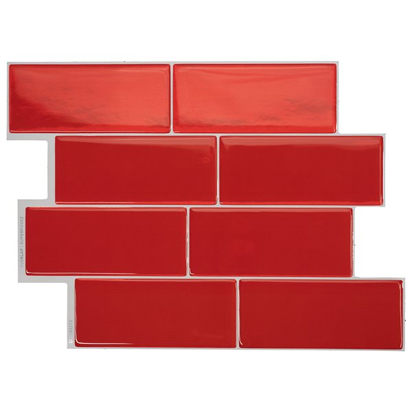 Smart Tiles Metro Sofia 11.56-in x 8.38-in Red 3D Peel and Stick Self-Adhesive Wall Tiles - 4-Pack