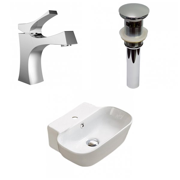 Vasque pour salle de bains blanche d'American Imaginations, bonde de  vidange et robinet inclus (12,2 po x 16,34 po) AI-33536