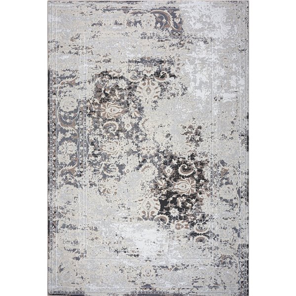 La Dole Rugs Rustic Modern Persian Area Rug - 3 ft. x 10 ft. - Ivory/Brown