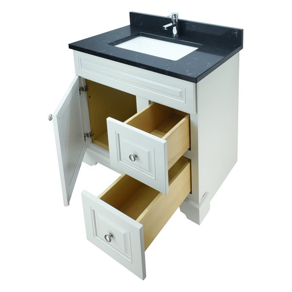 Vanité de salle de bain avec lavabo simple blanc antique de 30 po Bold