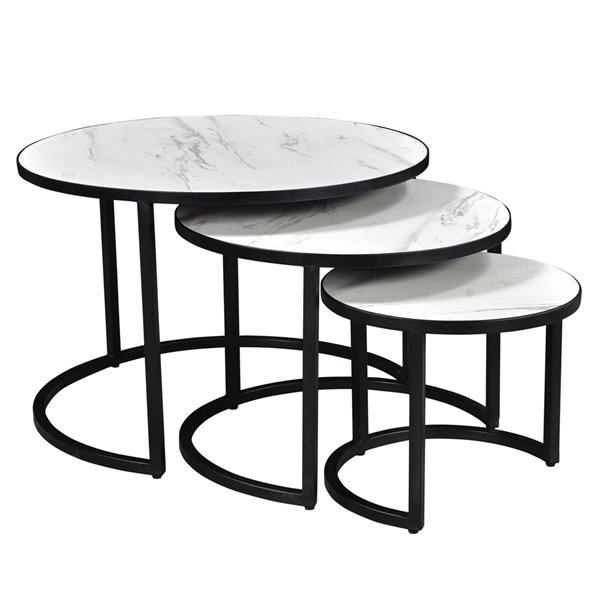 !nspire Marbled White Accent Table Set - 3-Pieces