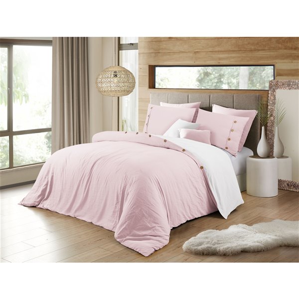 Ensemble de housse de couette rose pâle grand lit par Swift Home, 3 mcx