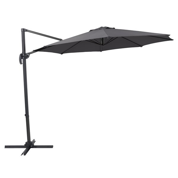 Corliving 9 Ft Solid Grey Offset Patio, 9 Ft Offset Patio Umbrella