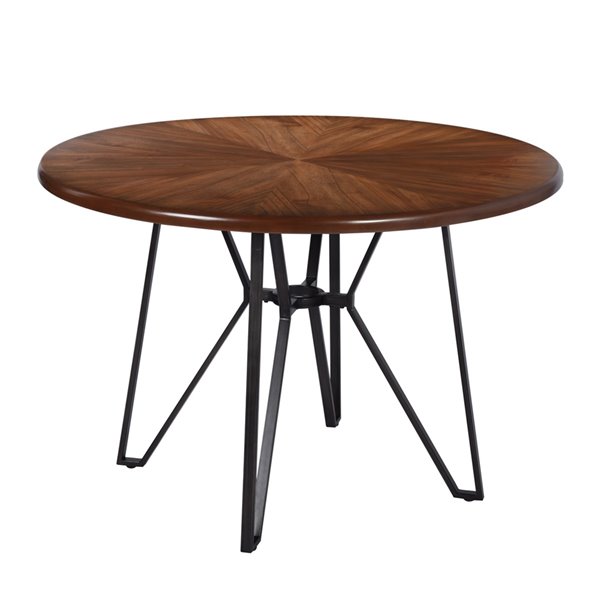 Table de salle à manger ronde fixe Irizo de taille standard (30 po H) par Homycasa, plateau en composite et base de métal noi