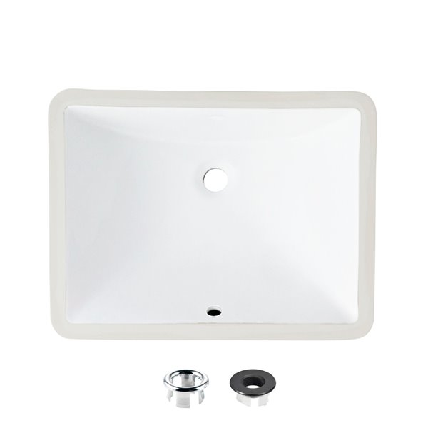 Stylish White Porcelain Undermount Rectangular Bathroom Sink with Overflow Drain - 20.75-in x 15.5-in