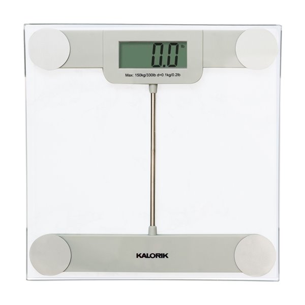 Kalorik 330-lb Silver Glass Home Precision Digital Bathroom Scale